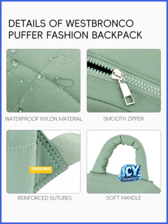 Women\'s Nylon Mini Puffer Backpack Lightweight Travel Daypack